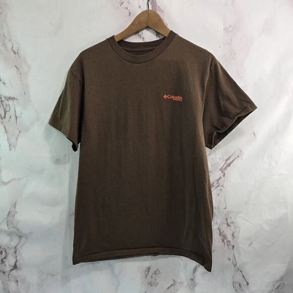 Columbia T Shirt Mens Medium PHG Chocolate Brown Orange Crew Neck Tee - Picture 5 of 10